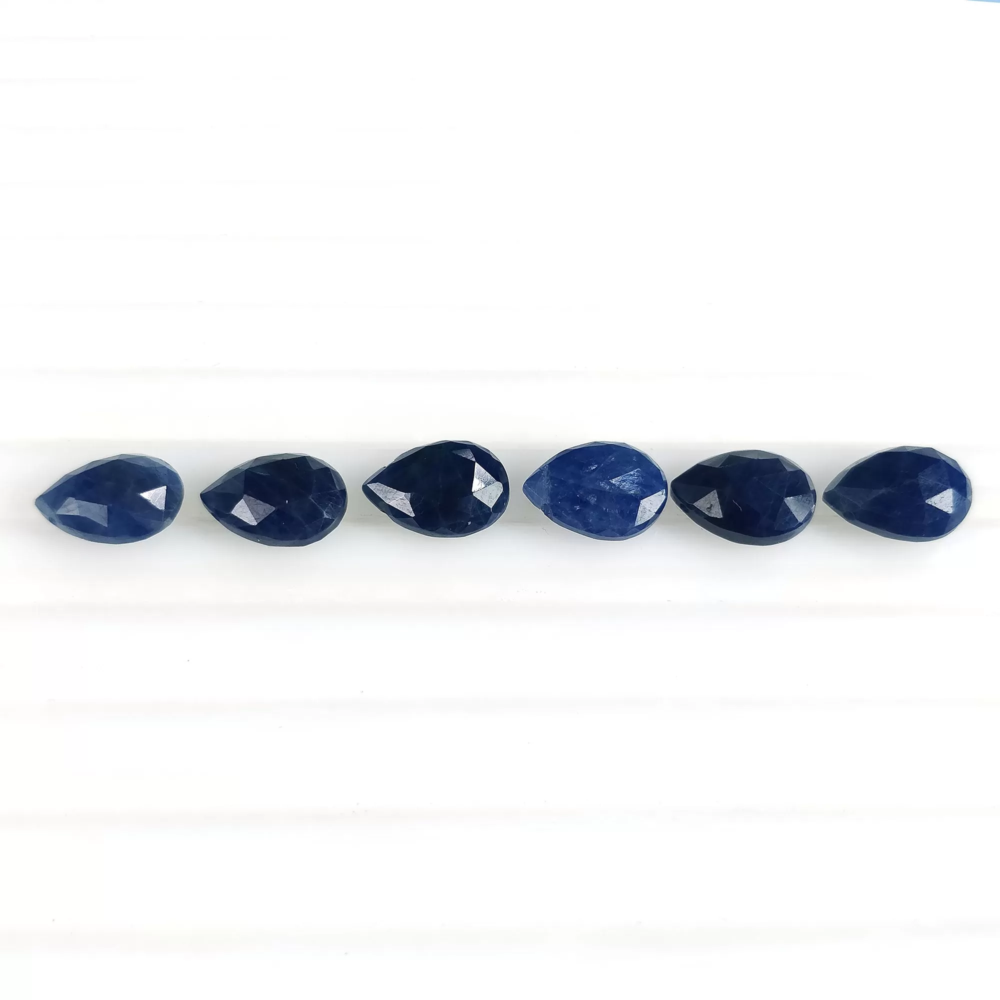 16.00cts Natural Untreated BLUE SAPPHIRE Gemstone Side To Side Drilled Checker Cut Pear Shape Briolette 10*7mm 6pcs September Birthstone (With Video)