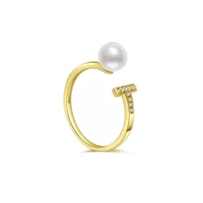 18k Solid Gold Akoya Pearl Ring KR00032