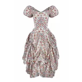 1930s Floral Cotton Polynesian Style Dress