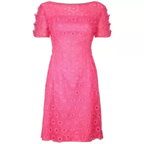 1960s Cerise Pink Crochet Dress by Janet Cotton