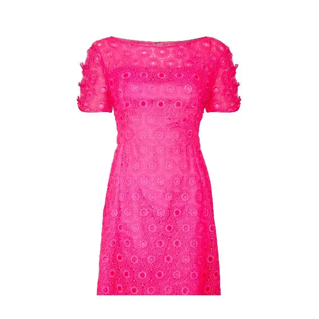 1960s Cerise Pink Crochet Dress by Janet Cotton