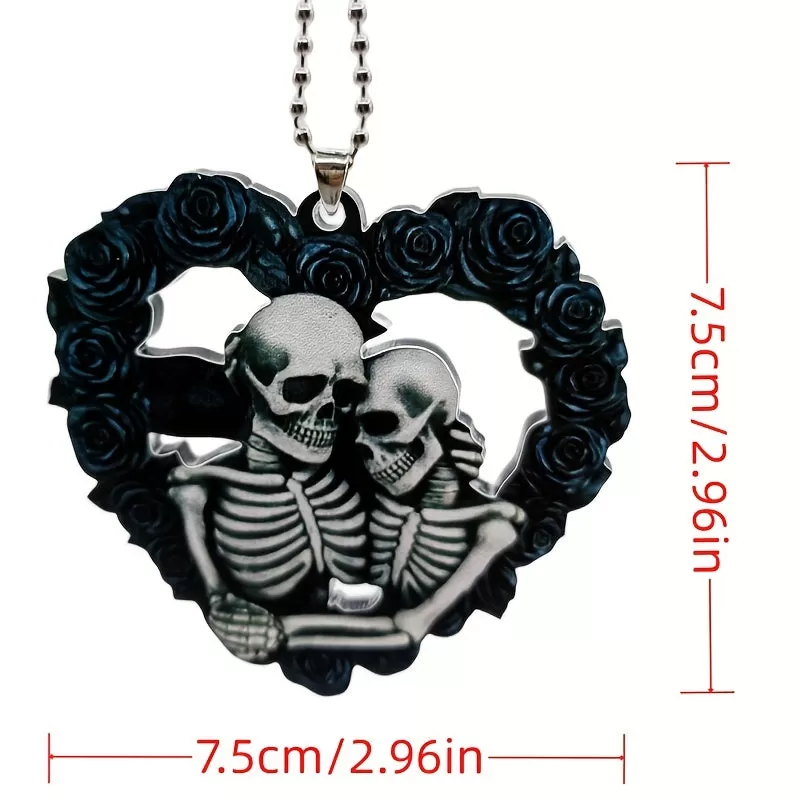 1pc Halloween Skull Heart Car Decoration - Perfect for Birthday Parties, Christmas Trees, and More! LJH28