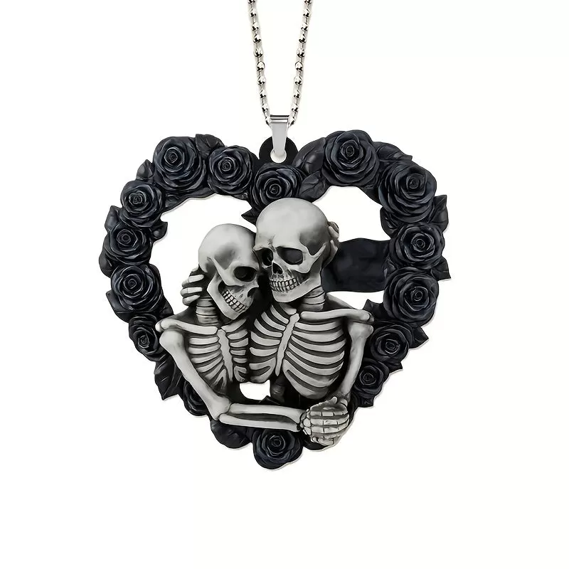 1pc Halloween Skull Heart Car Decoration - Perfect for Birthday Parties, Christmas Trees, and More! LJH28