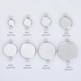 316 Stainless Steel Bracelet Base Settings Pendant Connectors 2 Loop Connector Setting fit 6/8/10/12/14/16/18/20mm Round cabochon 20pcs 102873