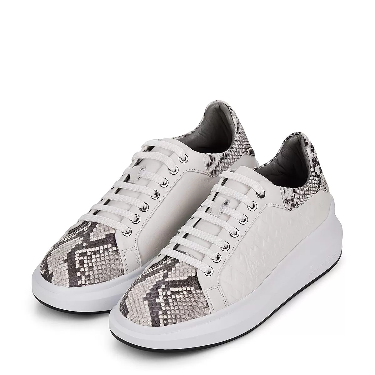 4P3PBKN - Cuadra white casual fashion python leather sneakers for women