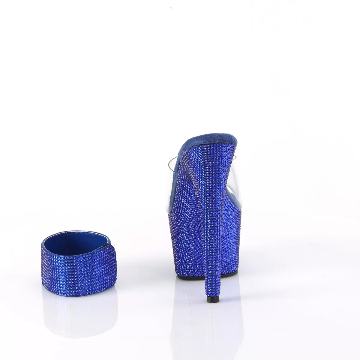 7 Inch Heel BEJEWELED-712RS Clear Royal Blue Rhinestone