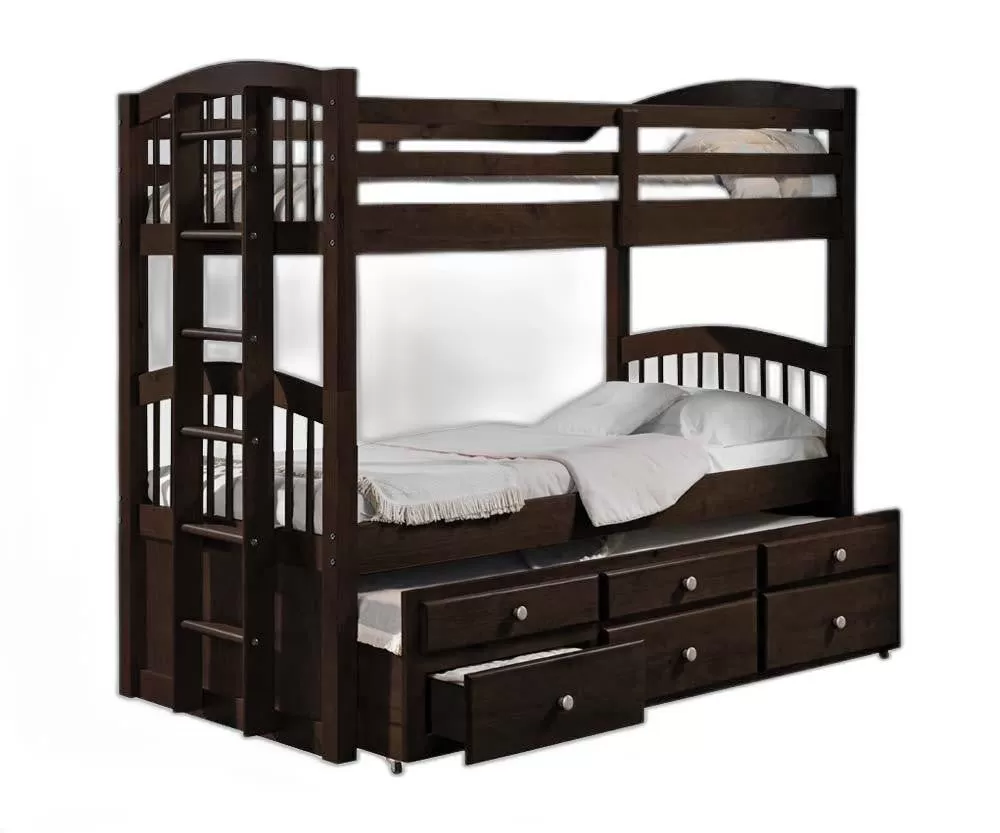 80 X 41 X 71 Espresso Twin Over Twin Bunk Bed And Trundle With 3 Drawers