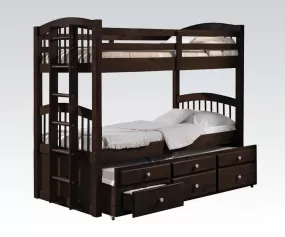 80 X 41 X 71 Espresso Twin Over Twin Bunk Bed And Trundle With 3 Drawers