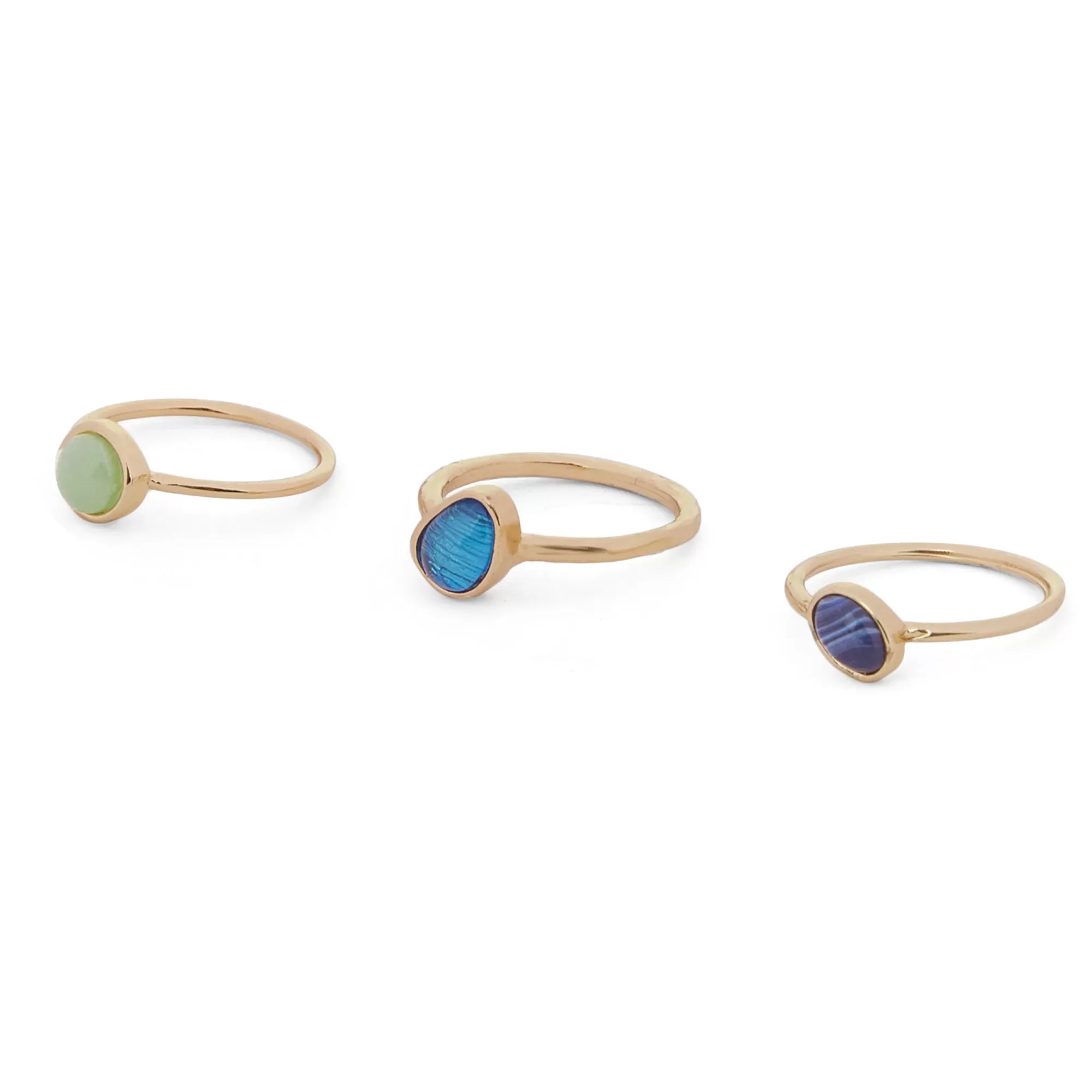 Accessorize London Women's Gem Stone Rings Set Of Three-Small