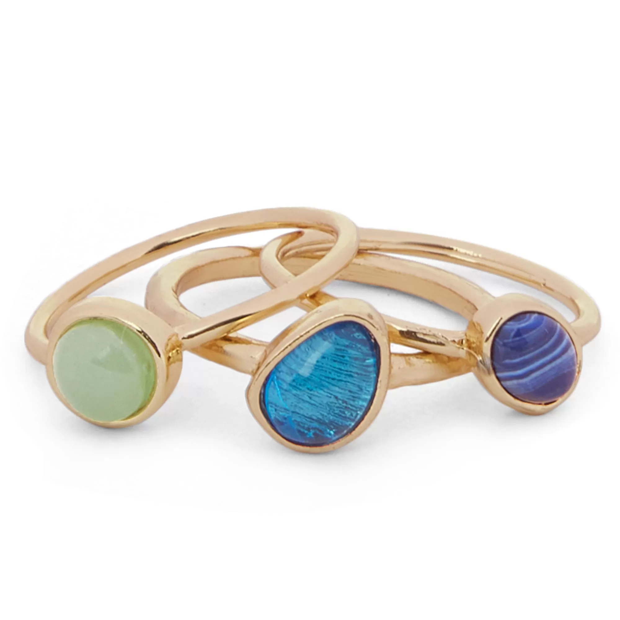 Accessorize London Women's Gem Stone Rings Set Of Three-Small