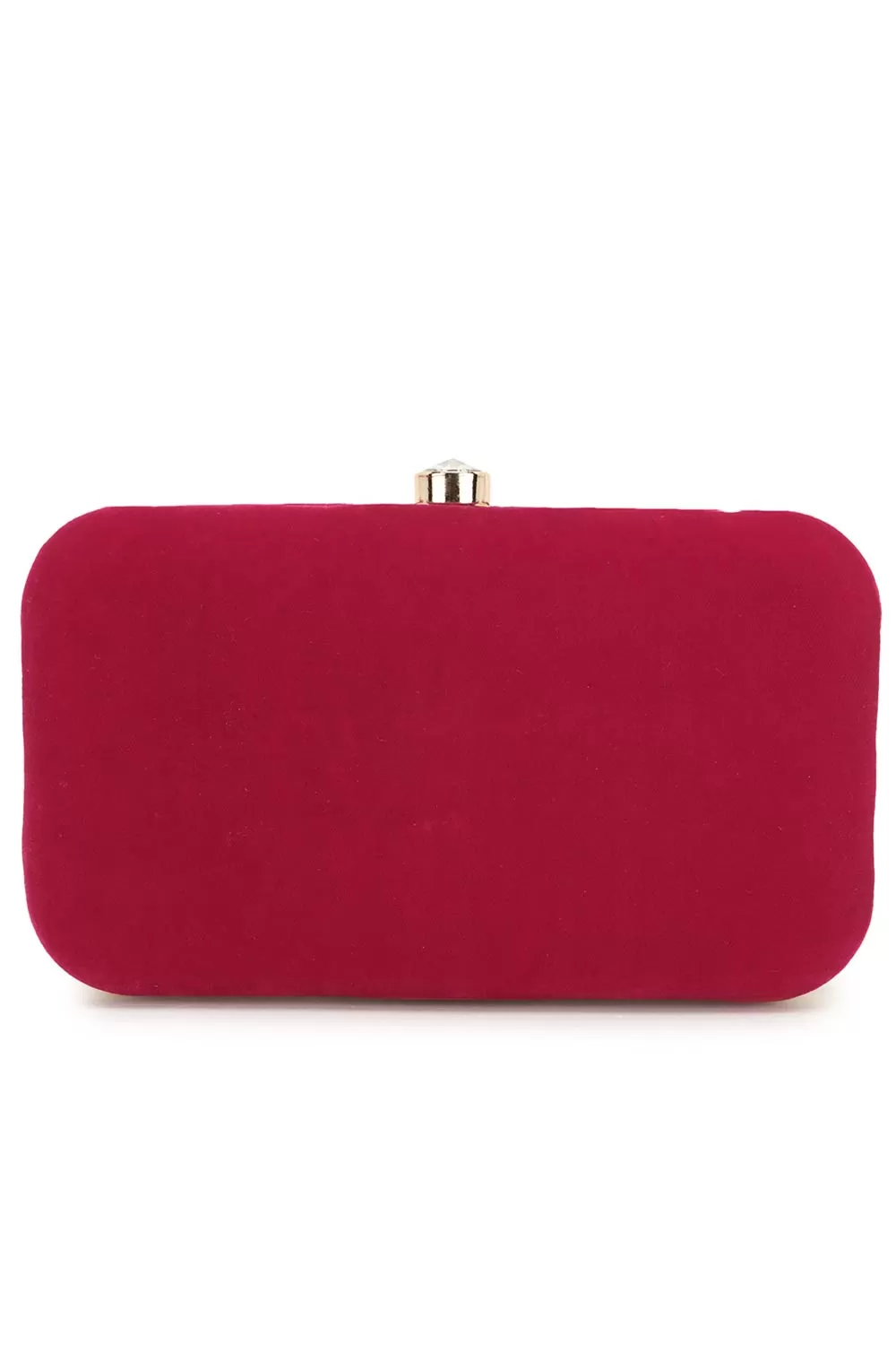 Adorn Magenta & Gold Botanical Embellished Velvet Clutch