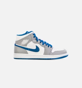 Air Jordan 1 Mid True Blue Mens Lifestyle Shoe - Grey/Blue