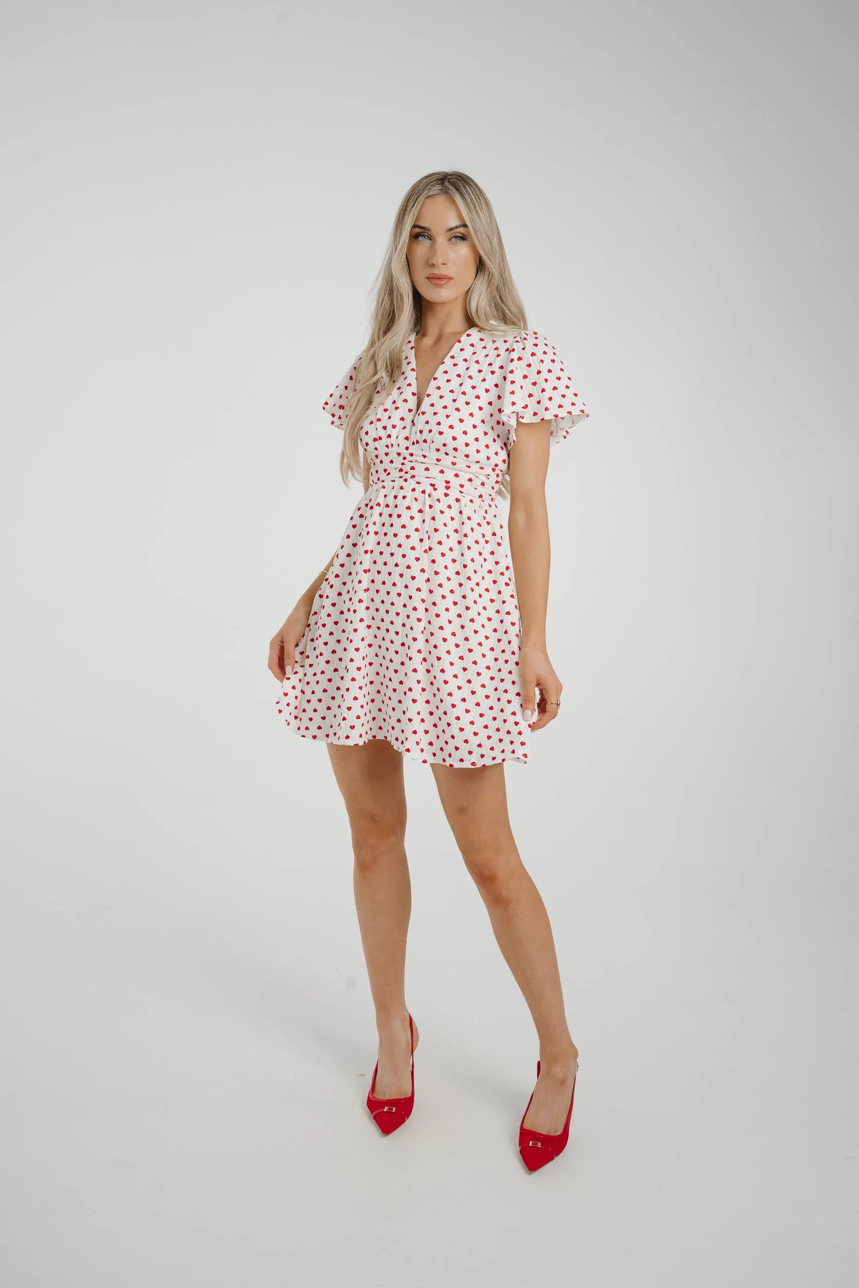 Ally Heart Print Mini Dress In White