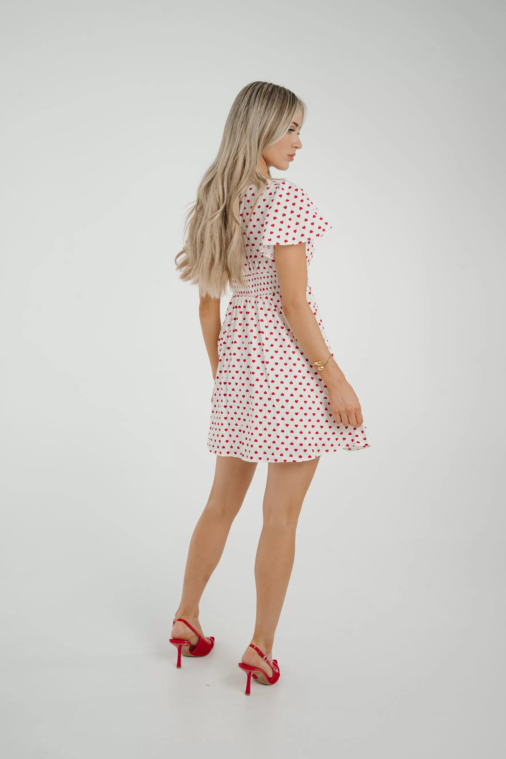 Ally Heart Print Mini Dress In White