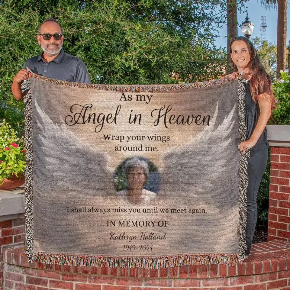 Angel in Heaven Horizontal Custom Photo Woven Blanket