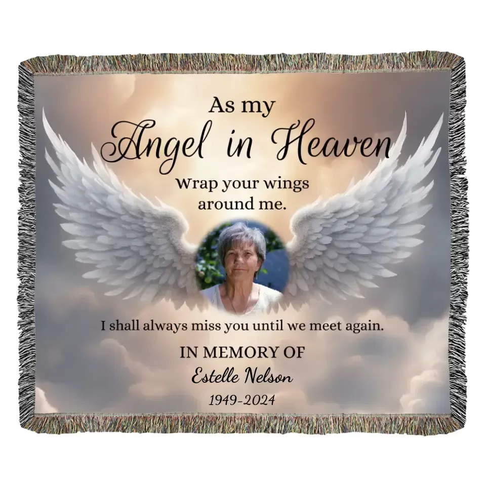 Angel in Heaven Horizontal Custom Photo Woven Blanket