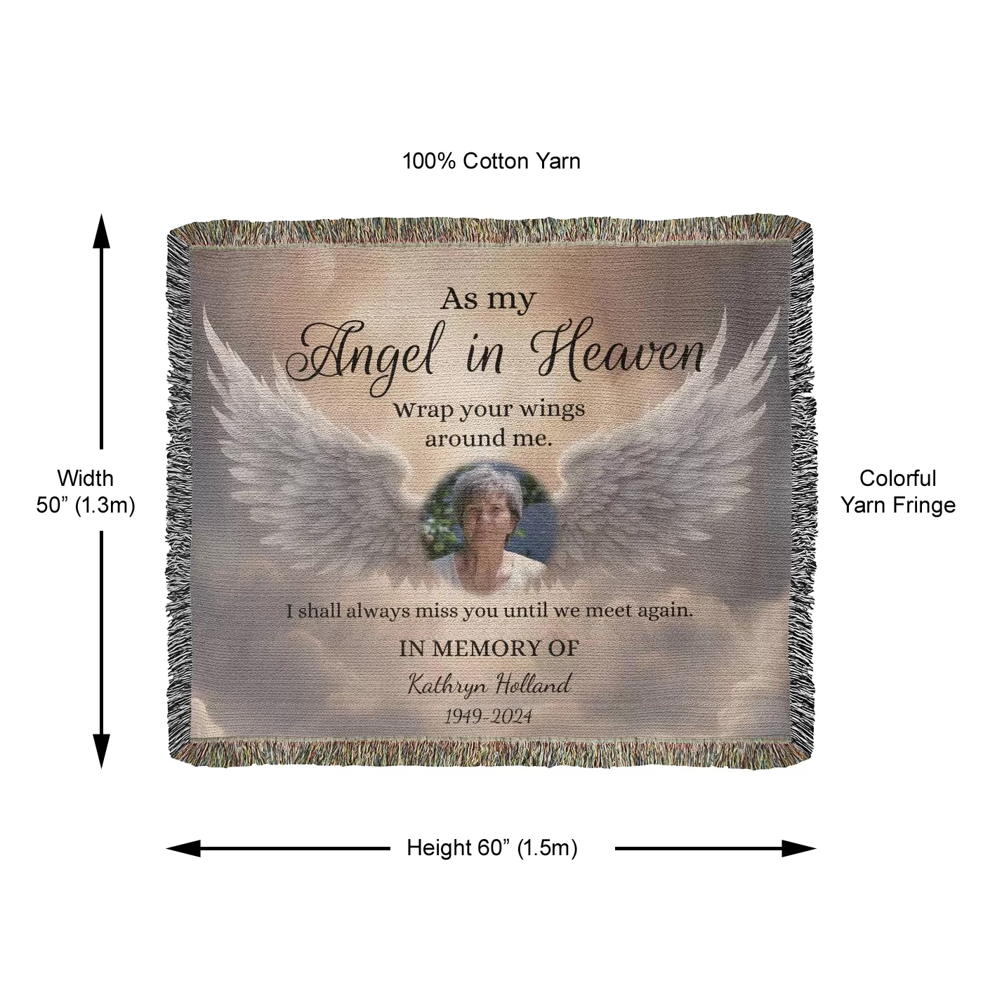 Angel in Heaven Horizontal Custom Photo Woven Blanket