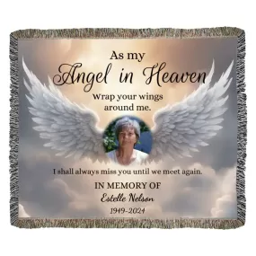 Angel in Heaven Horizontal Custom Photo Woven Blanket