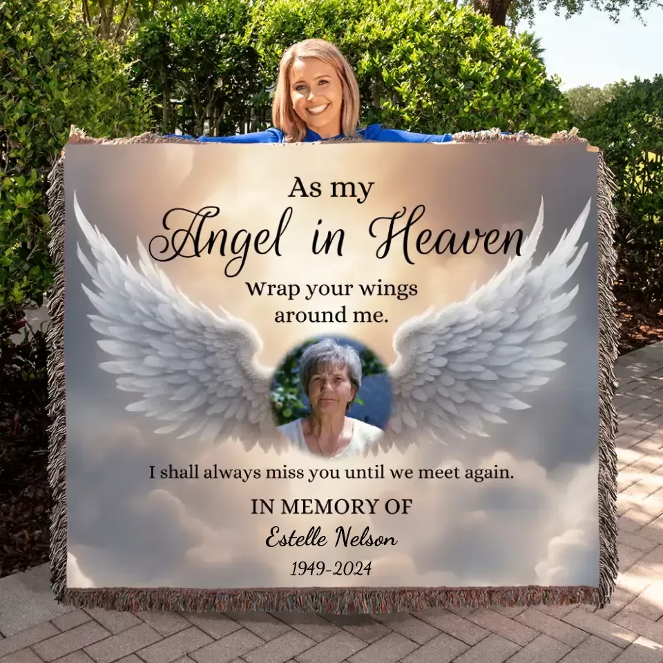 Angel in Heaven Horizontal Custom Photo Woven Blanket