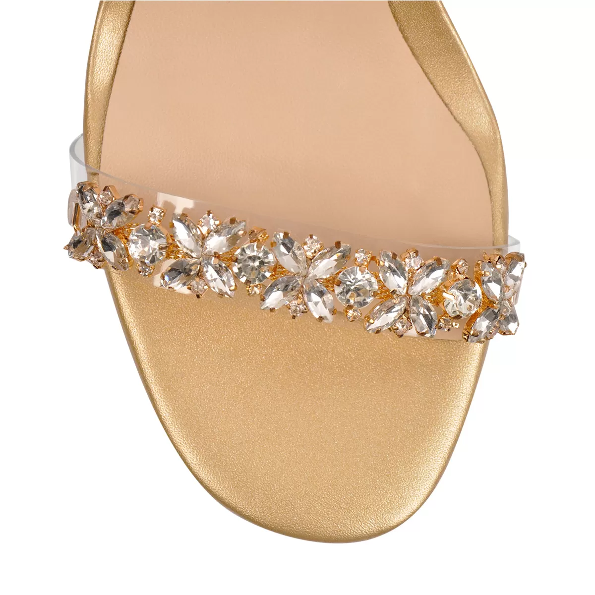 Ankle Clear Strap Rhinestone Transparent Perspex Heels Sandals