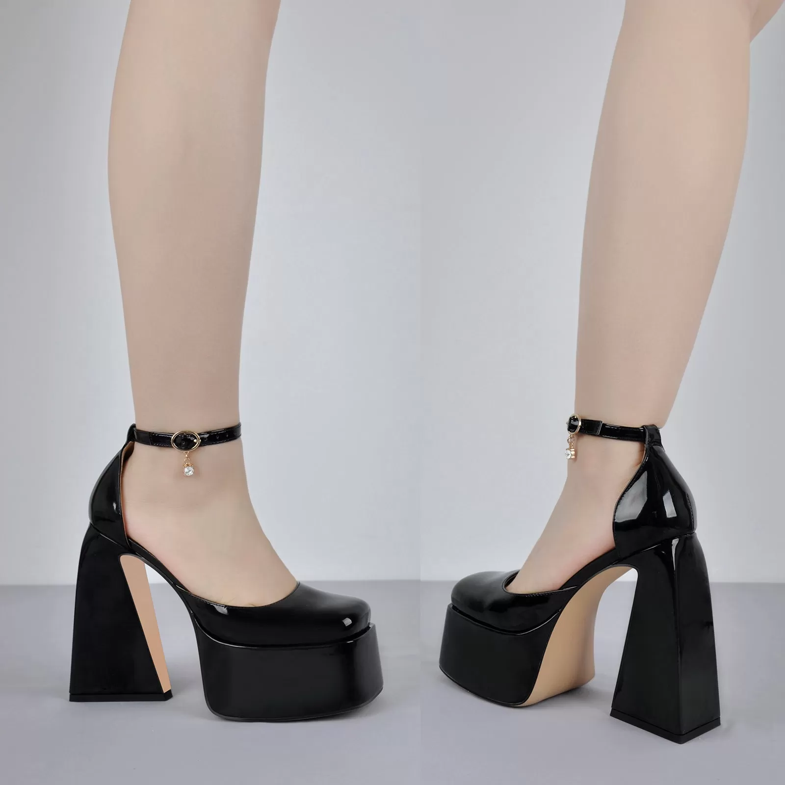 Ankle Strap Chunky Platform Mary Jane Pumps