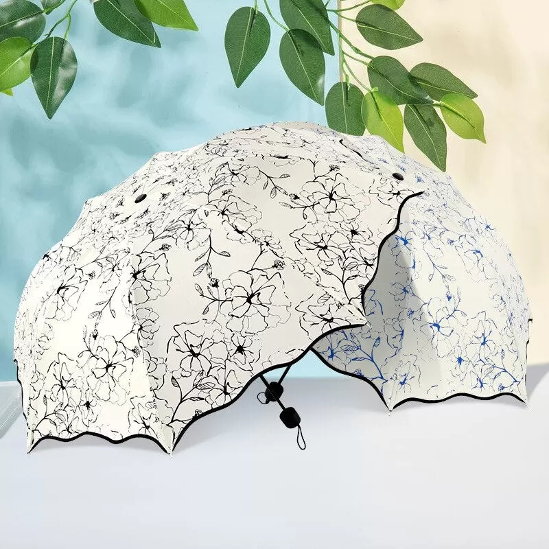 Années 40 Parapluie Imprimé Floral Printanier