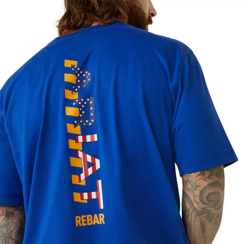 'Ariat' Men's Rebar Workman Logo T-Shirt - Royal Blue / USA