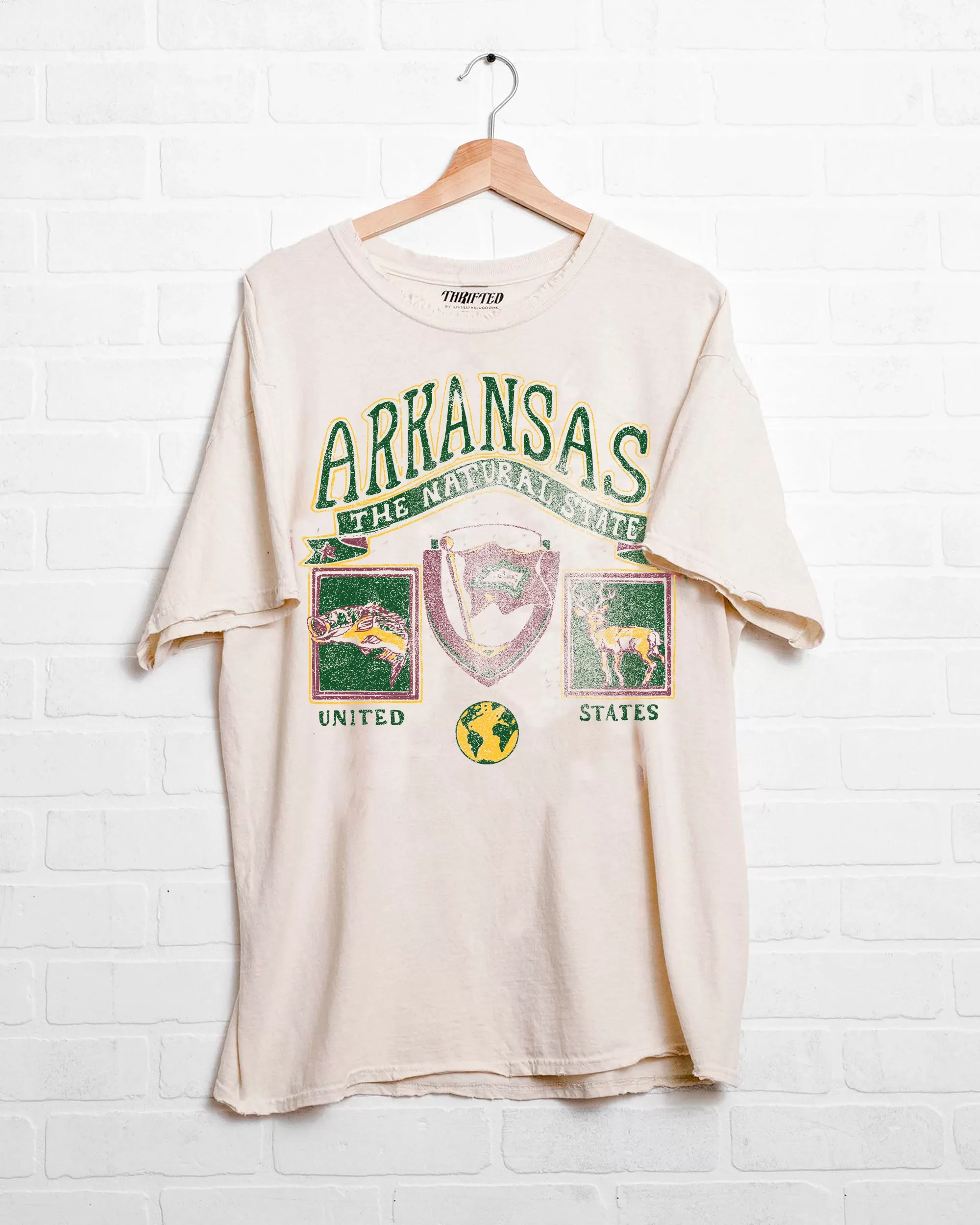 Arkansas Patch Off White Thrifted Tee