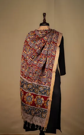 Art Silk Hand Blocked Kalamkari Dupatta 132IOS3