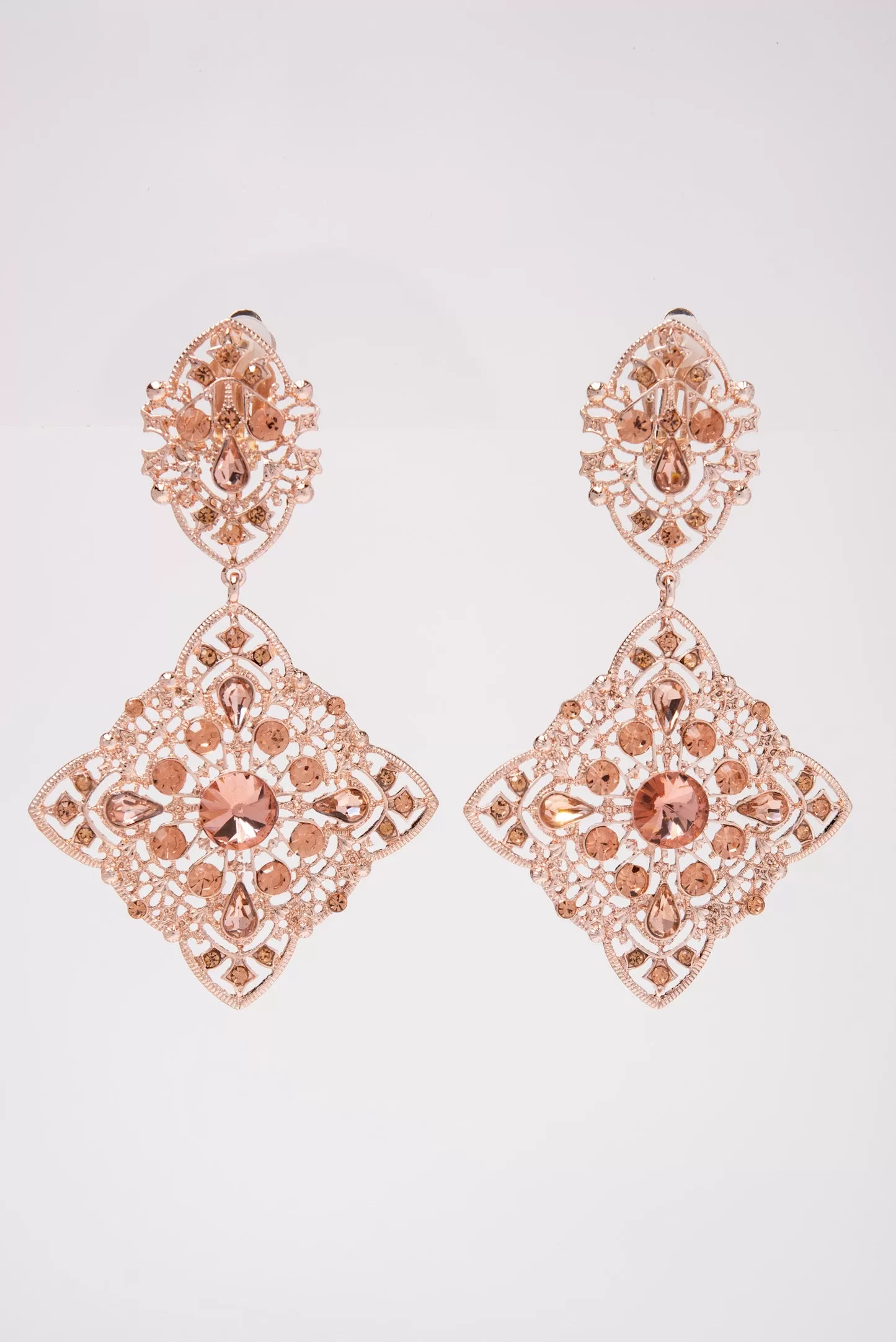 Athena Crystal Dangle Earrings - Rose Gold