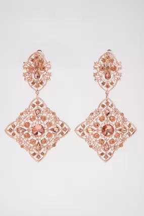 Athena Crystal Dangle Earrings - Rose Gold