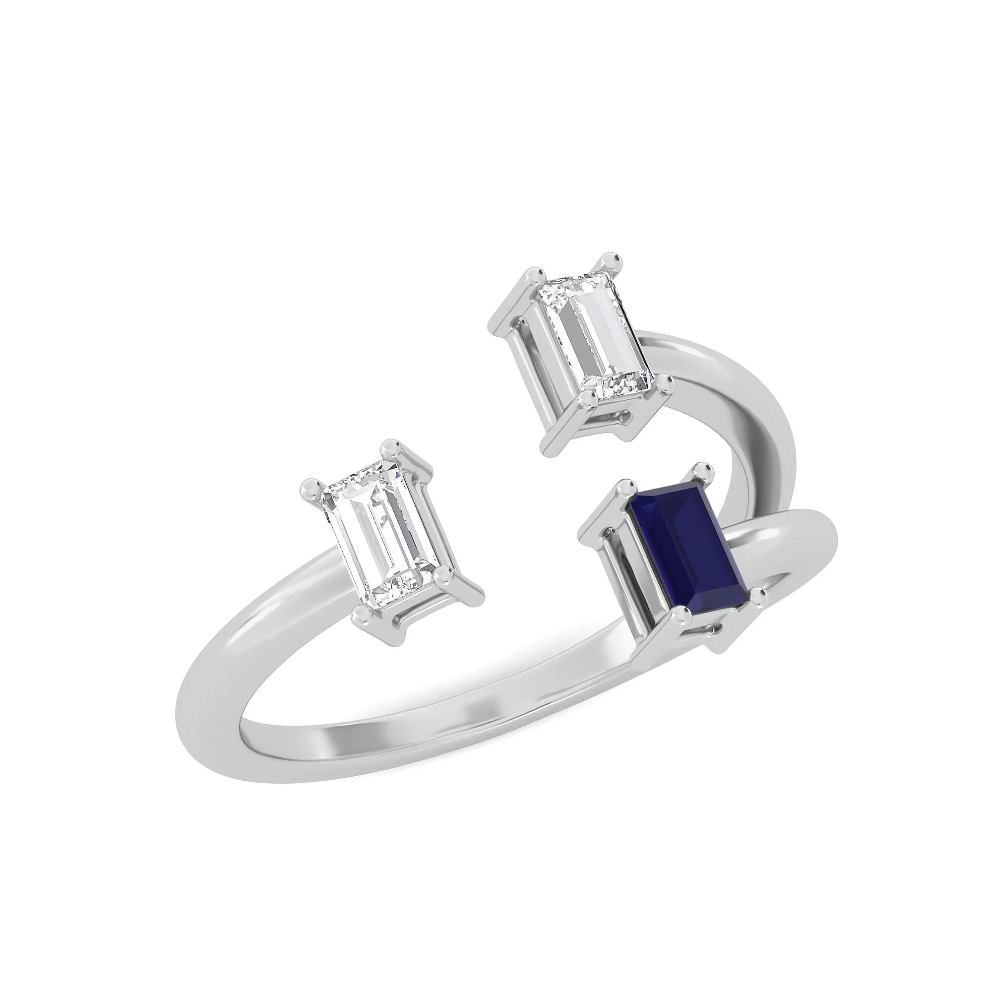 AUTRE -  14k White Gold 0.45ct Lab Grown Diamond and Sapphire Ring