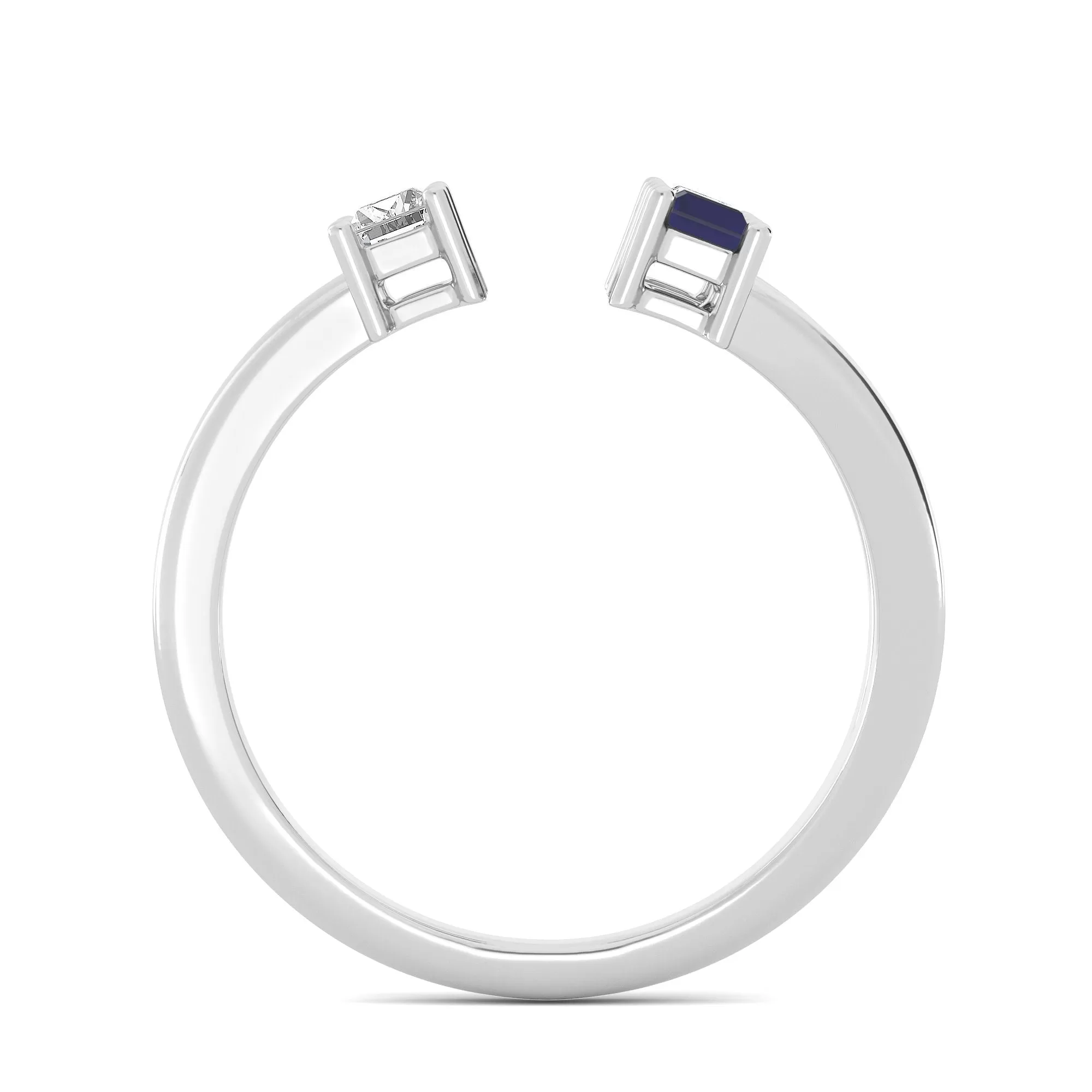 AUTRE -  14k White Gold 0.45ct Lab Grown Diamond and Sapphire Ring