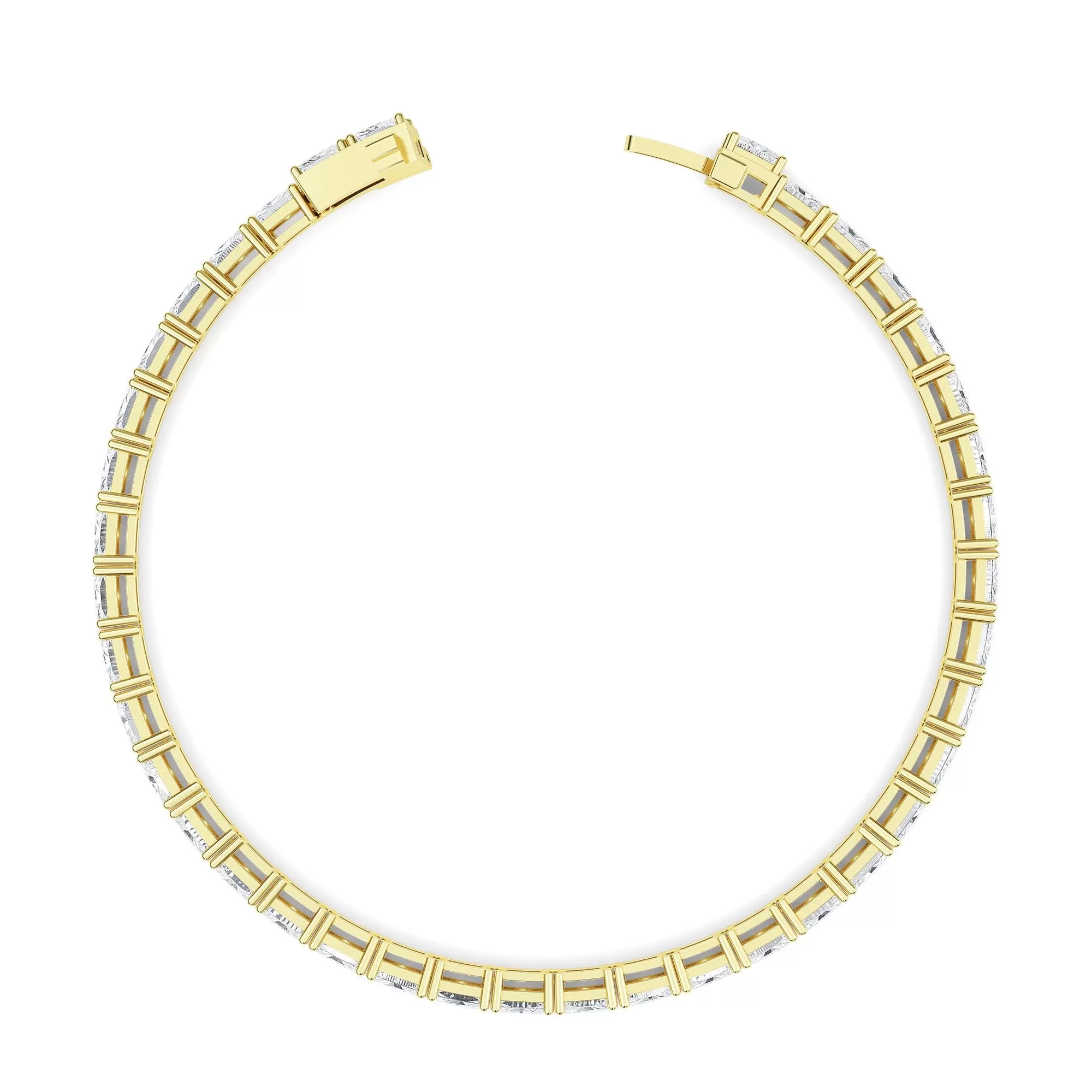 AUTRE - 14k Yellow Gold 8.00ct Lab Grown Diamond Emerald Cut Tennis Bracelet