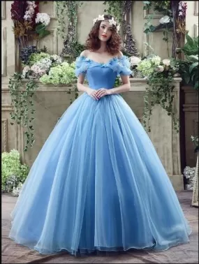 Ball Gown Plus Size Prom Dresses,Princess,Vintage Blue Cinderella Dresses ER1057