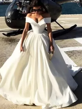 Ball Gown White Prom Dress Cheap Off The Shoulder Vintage Prom Dress  #ER263