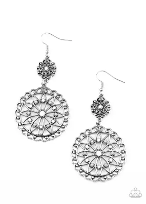 Beaded Brilliance White and Silver Earrings - Paparazzi Accessories