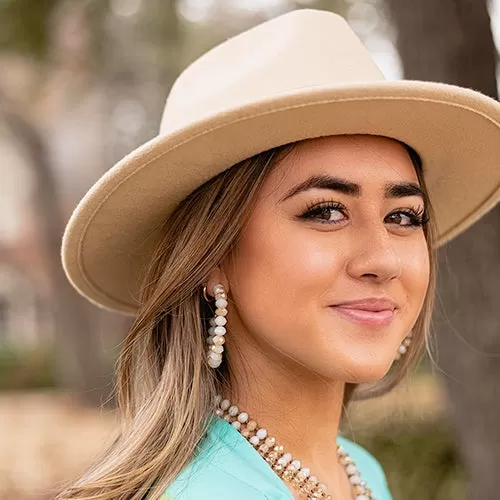 BEIGE Crystal Beaded Hoop earrings