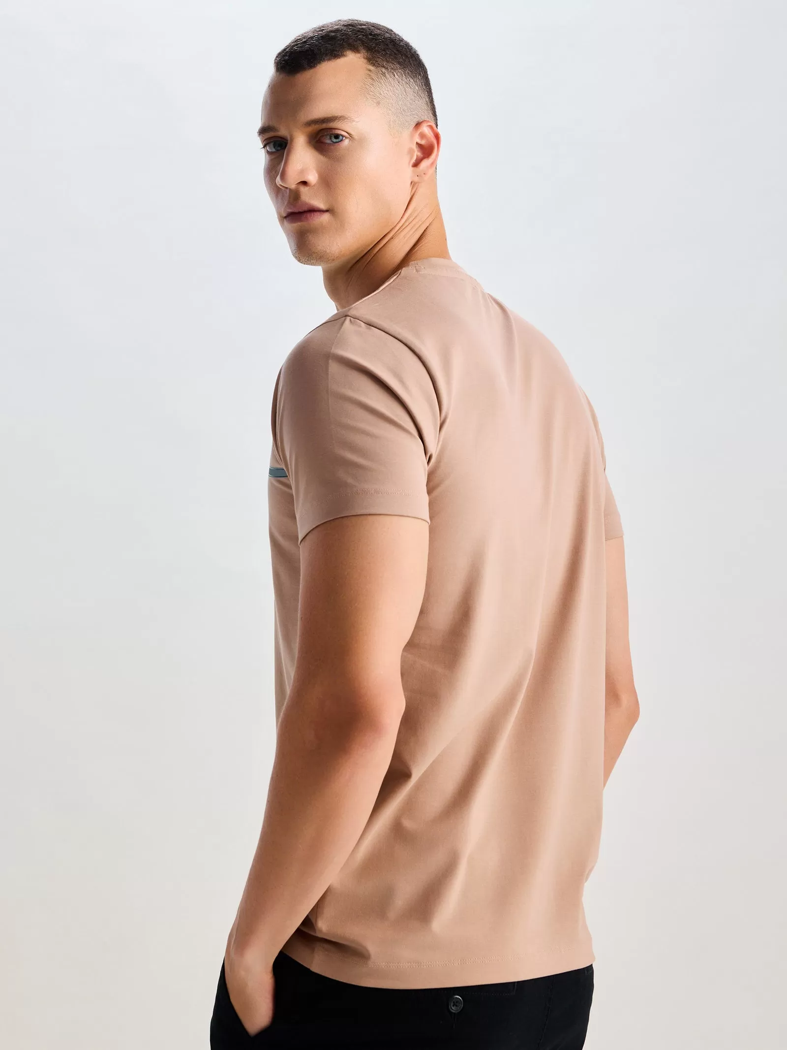 Beige Supima Cotton Stretch T-Shirt