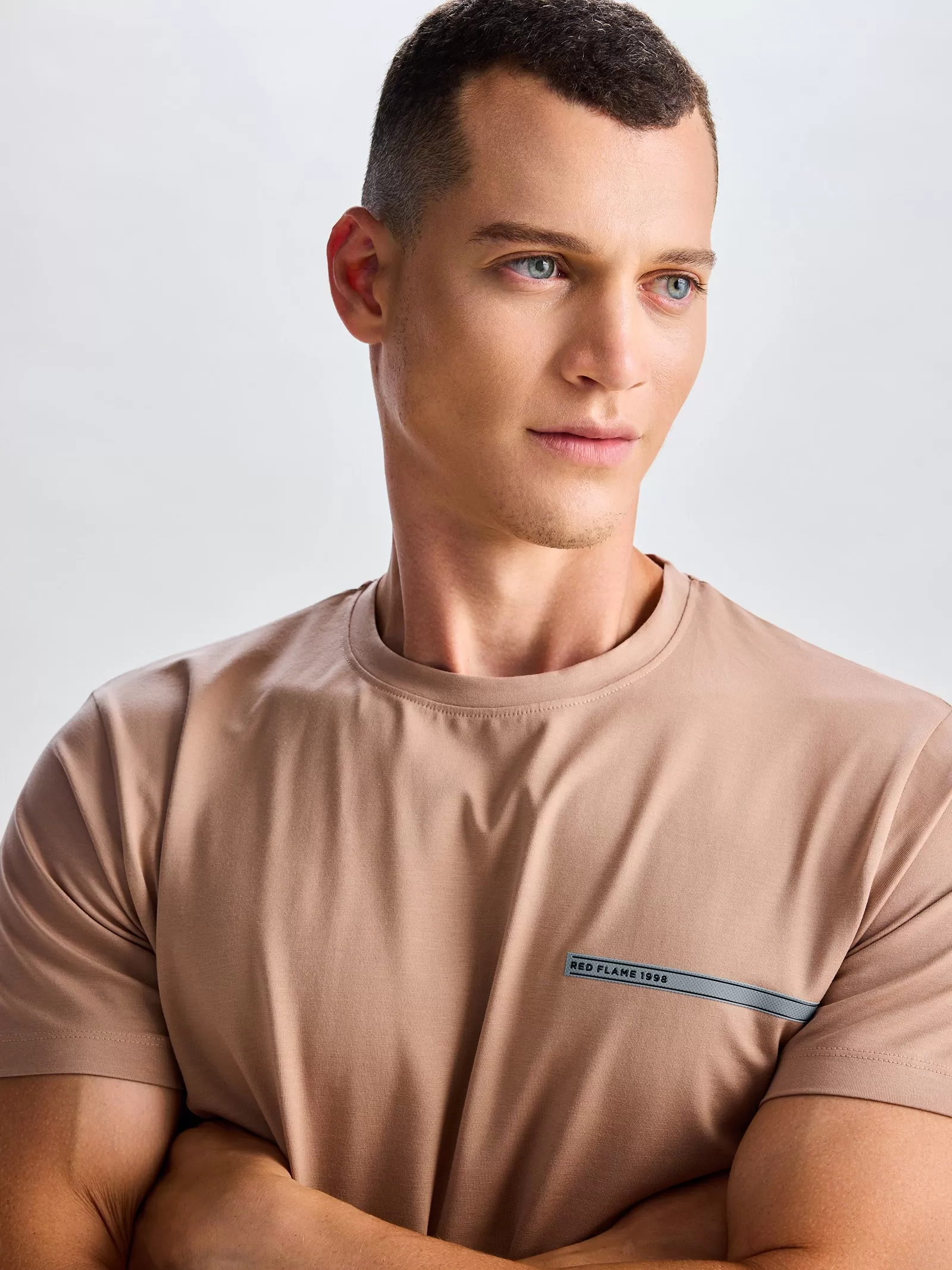 Beige Supima Cotton Stretch T-Shirt