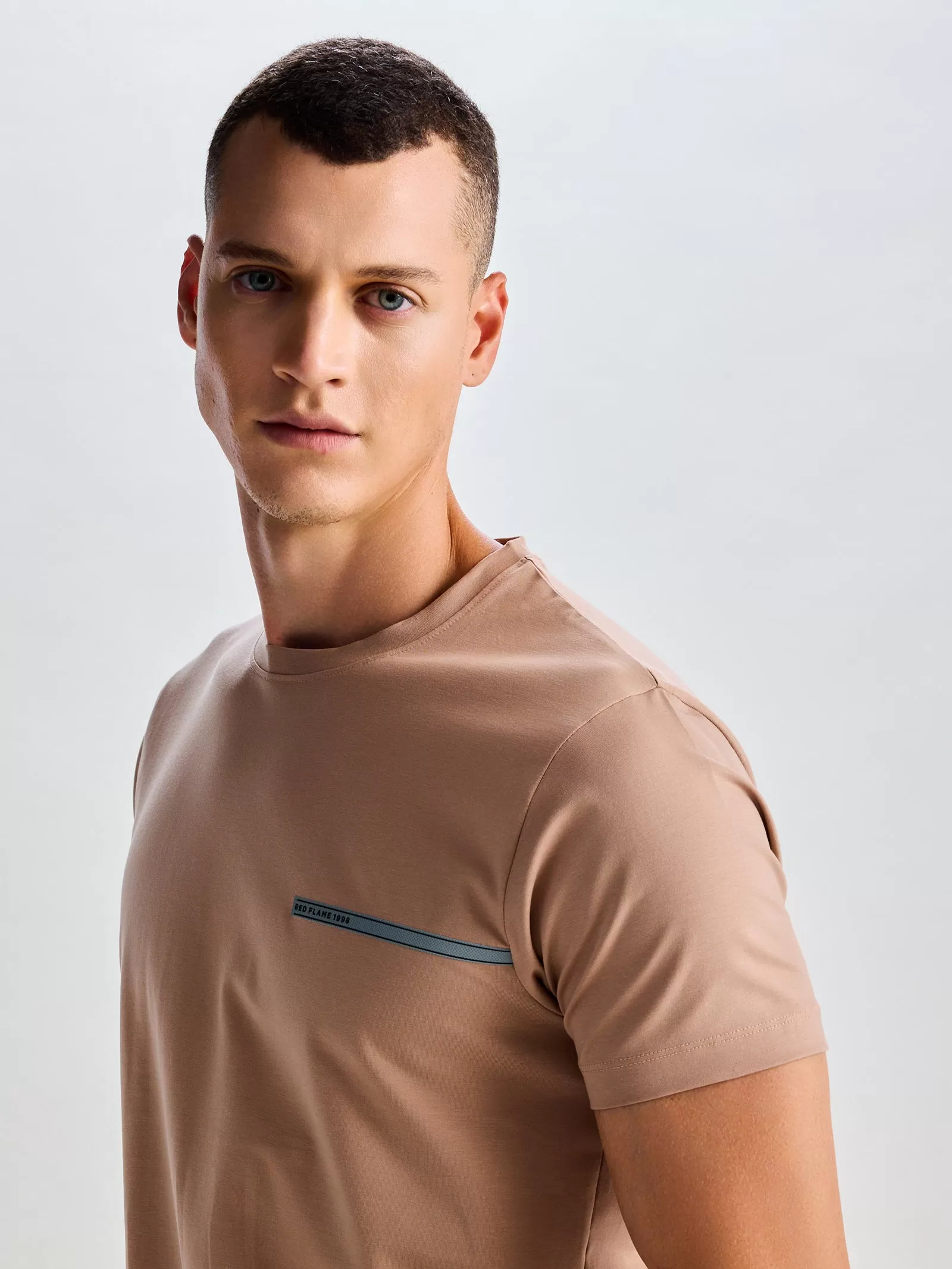 Beige Supima Cotton Stretch T-Shirt