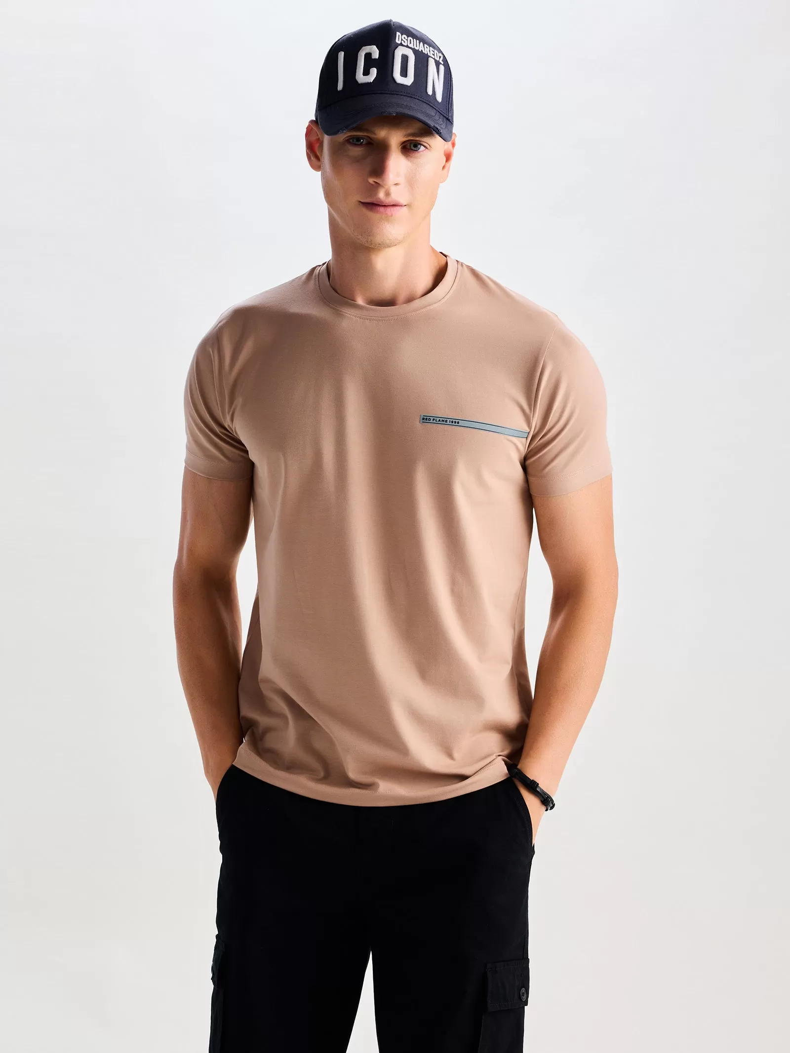 Beige Supima Cotton Stretch T-Shirt