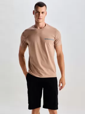 Beige Supima Cotton Stretch T-Shirt