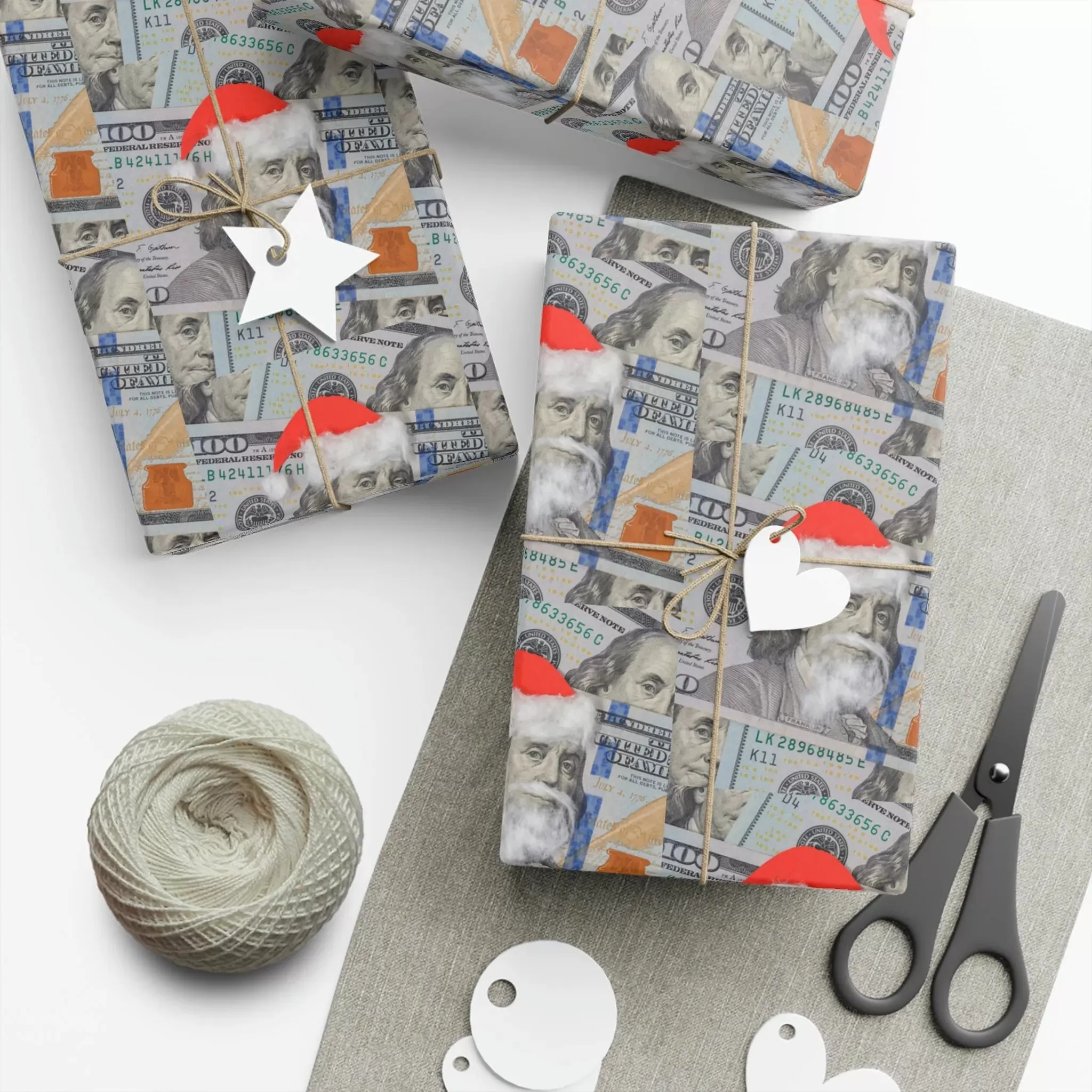 Ben Franklin Santa Hat Wrapping PAper