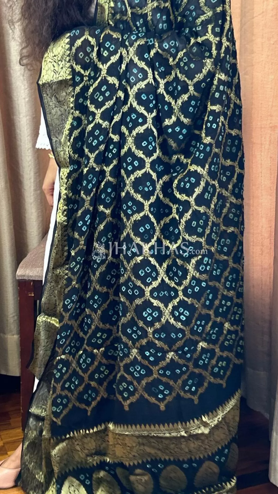 Black Banarasi Gharchola Georgette Dupatta