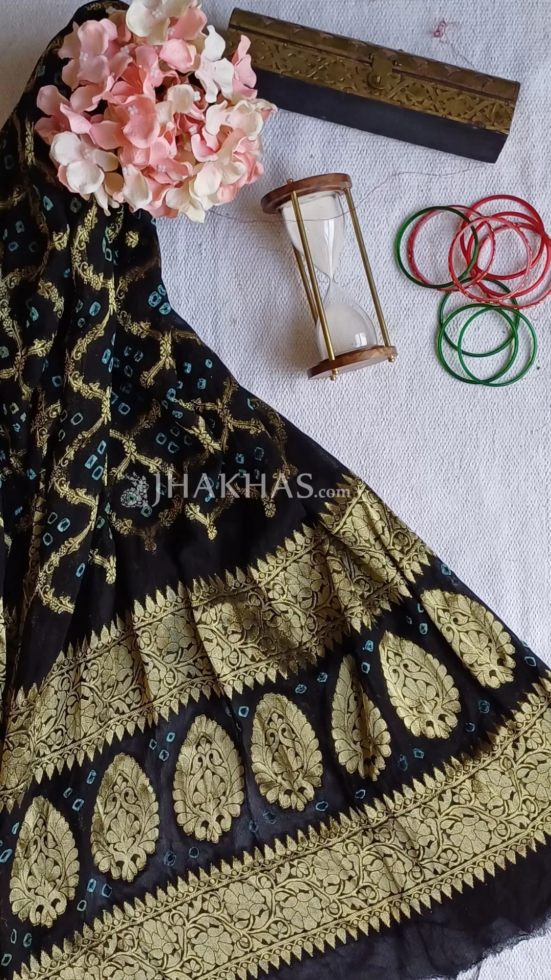 Black Banarasi Gharchola Georgette Dupatta