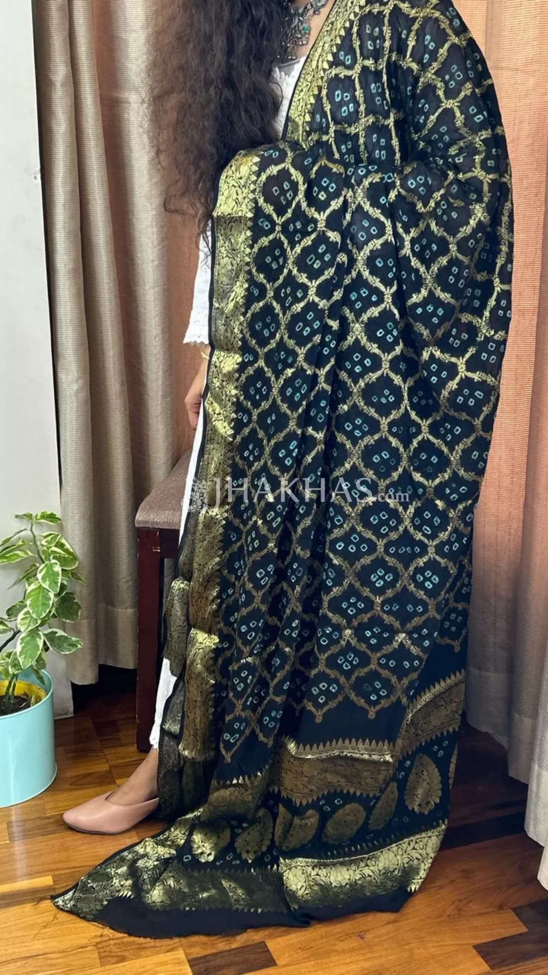 Black Banarasi Gharchola Georgette Dupatta