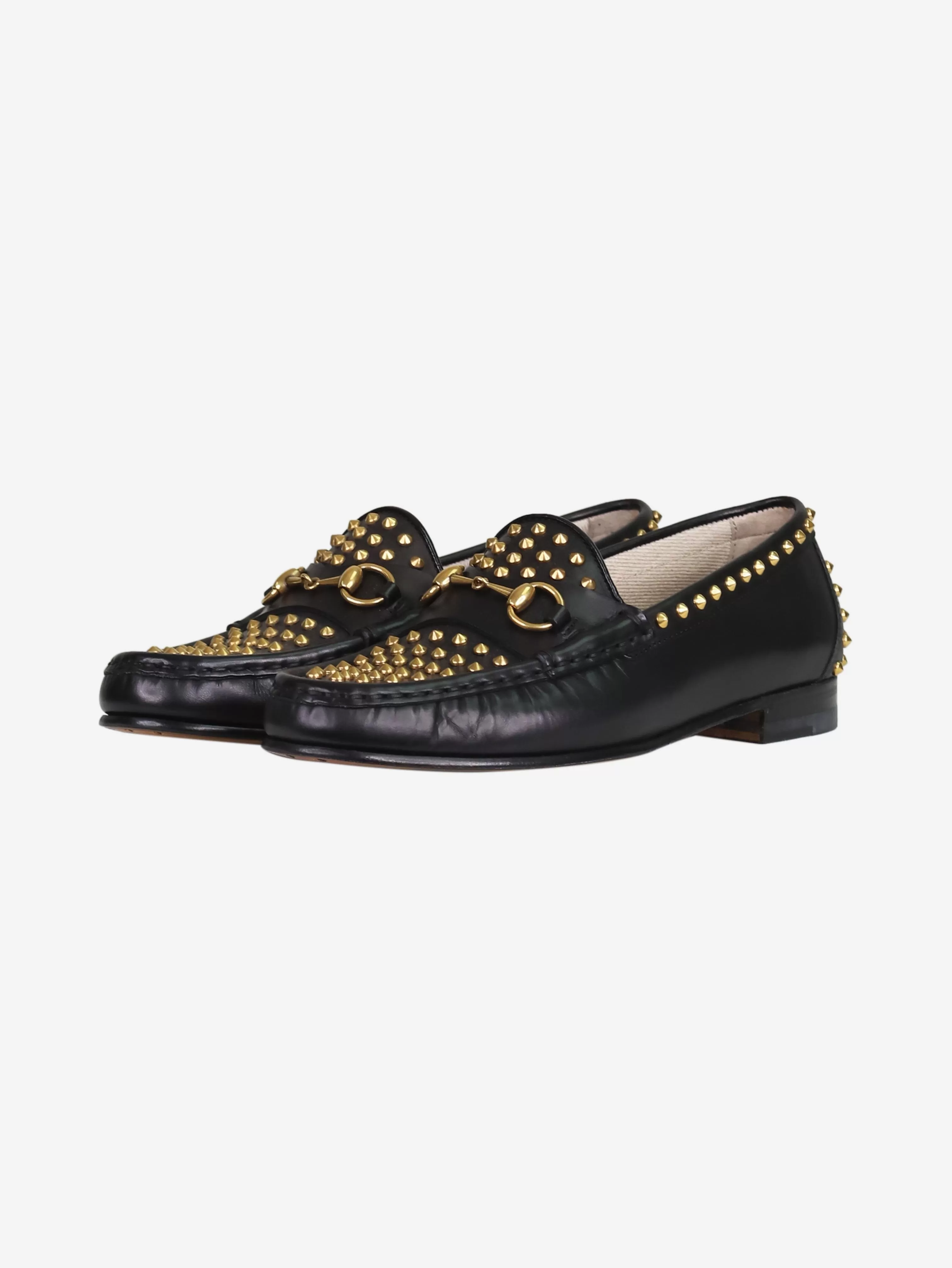 Black studded Horsebit loafers - size EU 37