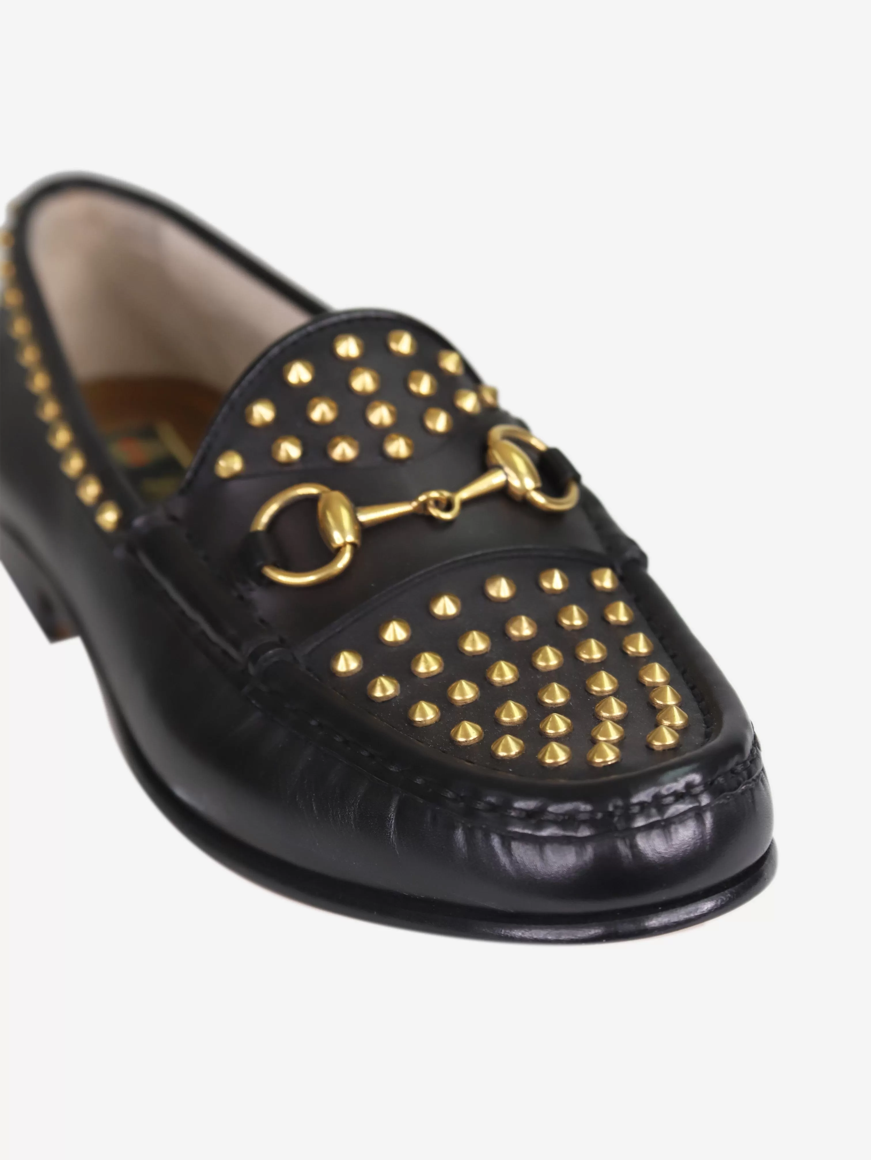 Black studded Horsebit loafers - size EU 37