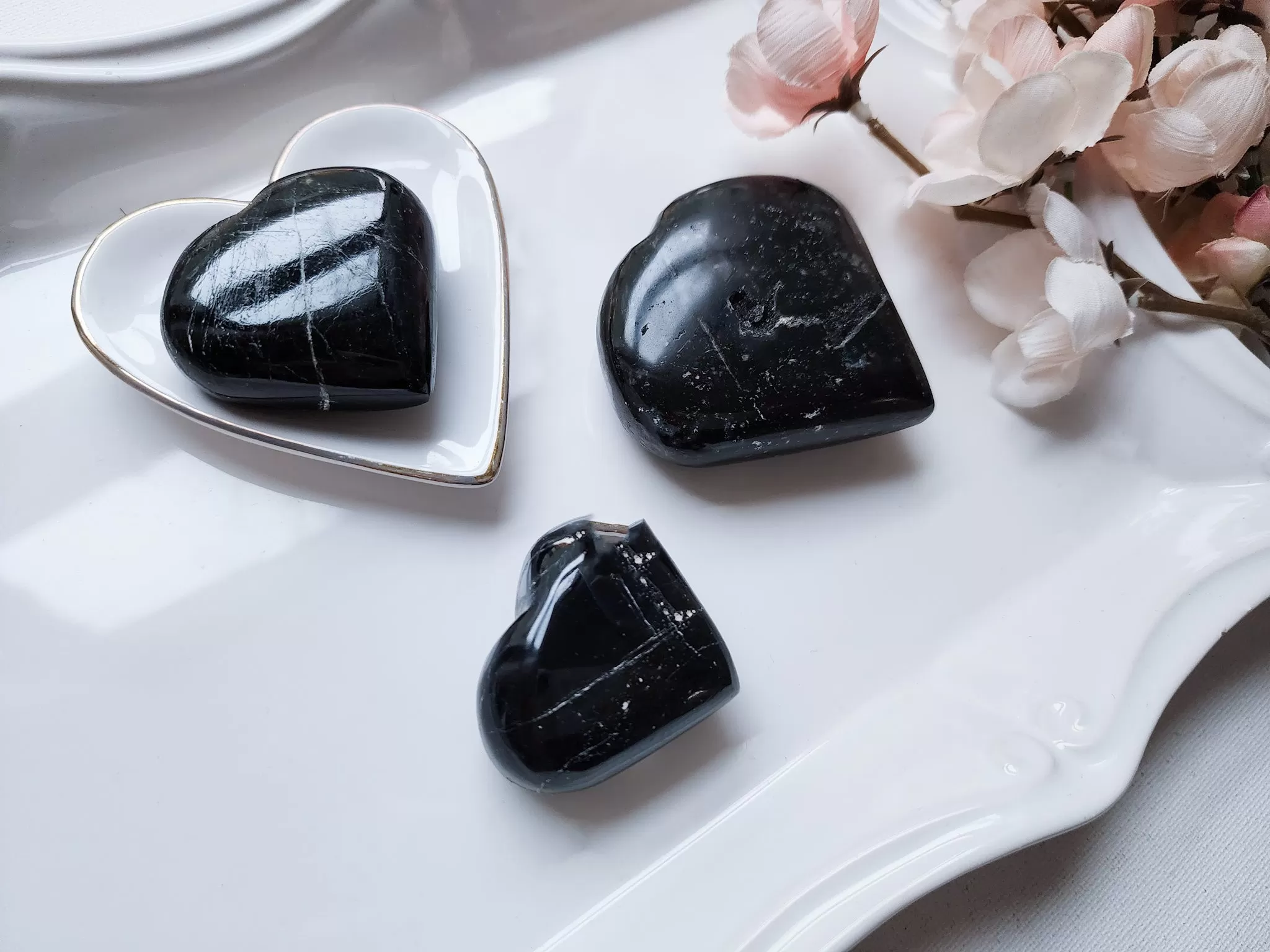 Black Tourmaline Hearts